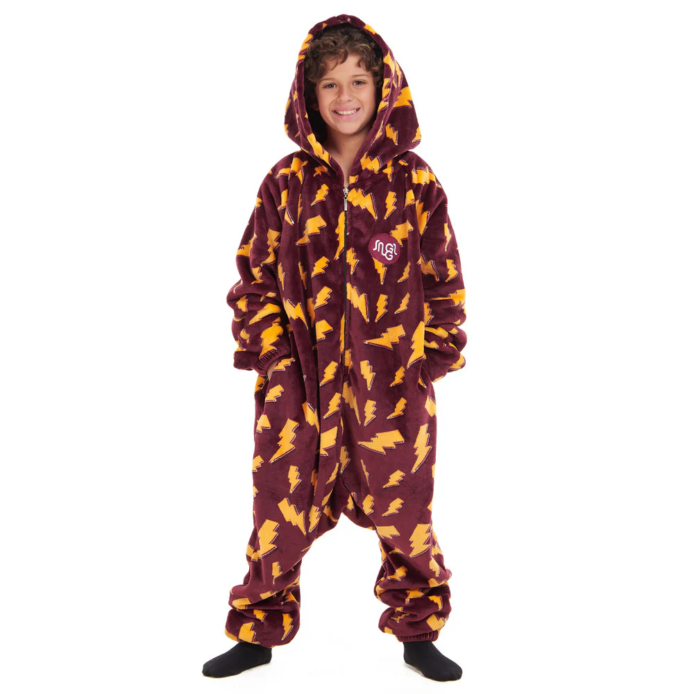 Snuggs Kids Blanket Onesie Dark Red Bolt - Image 4
