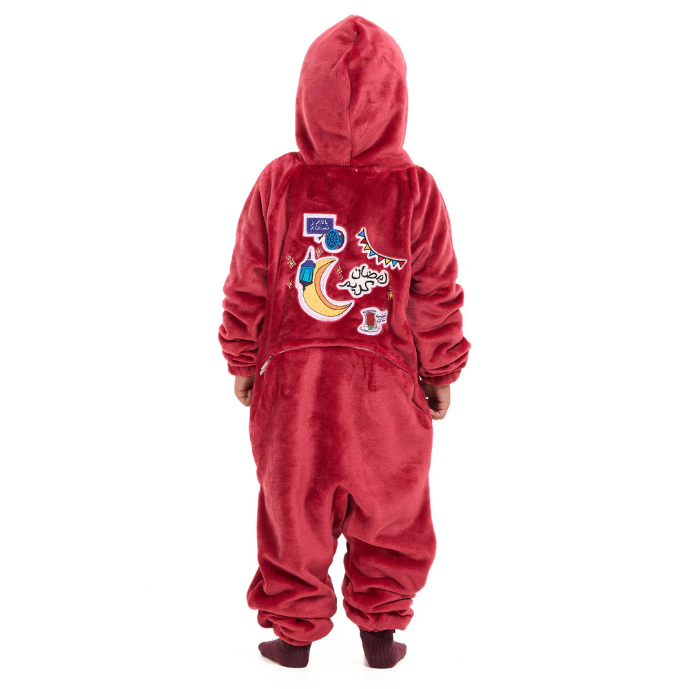 Snuggs Kids Blanket Onesie Dark Red هلال رمضان - Image 5