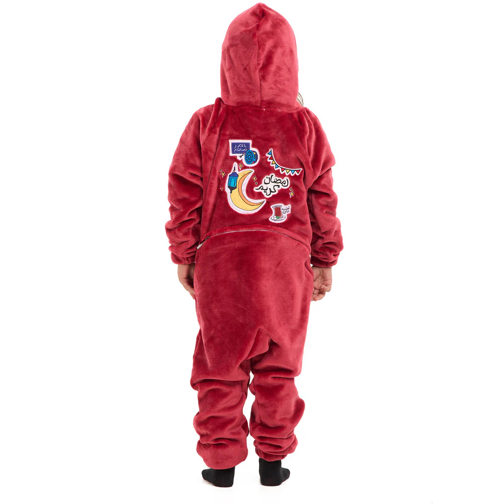 Snuggs Kids Blanket Onesie Dark Red هلال رمضان - Image 6