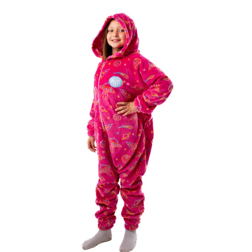 Snuggs Kids Blanket Onesie Fuchsia Space - Image 2