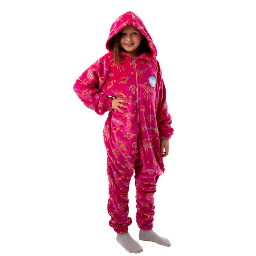 Snuggs Kids Blanket Onesie Fuchsia Space - Image 3