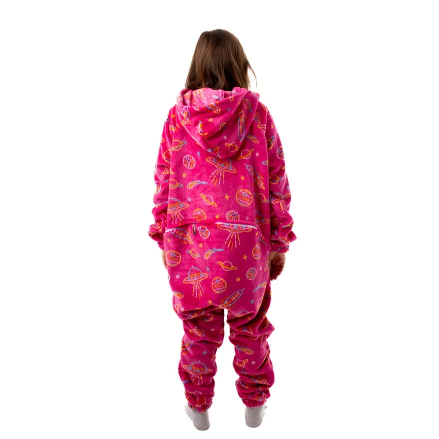 Snuggs Kids Blanket Onesie Fuchsia Space - Image 4