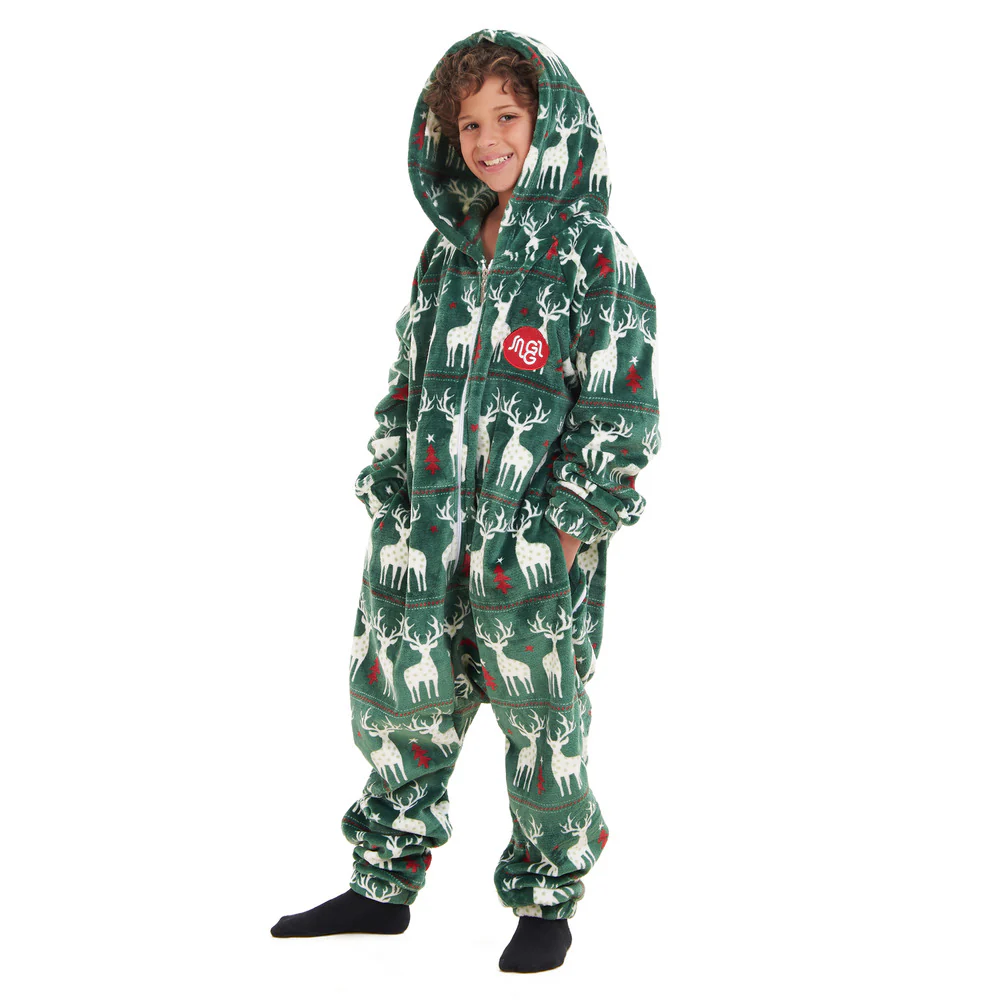 Snuggs Kids Blanket Onesie Green christmas - Image 2