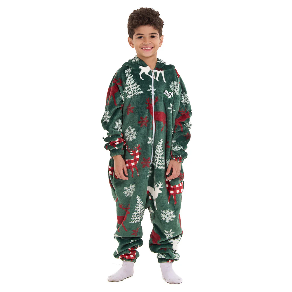 Snuggs Kids Blanket Onesie Green Deer - Image 2