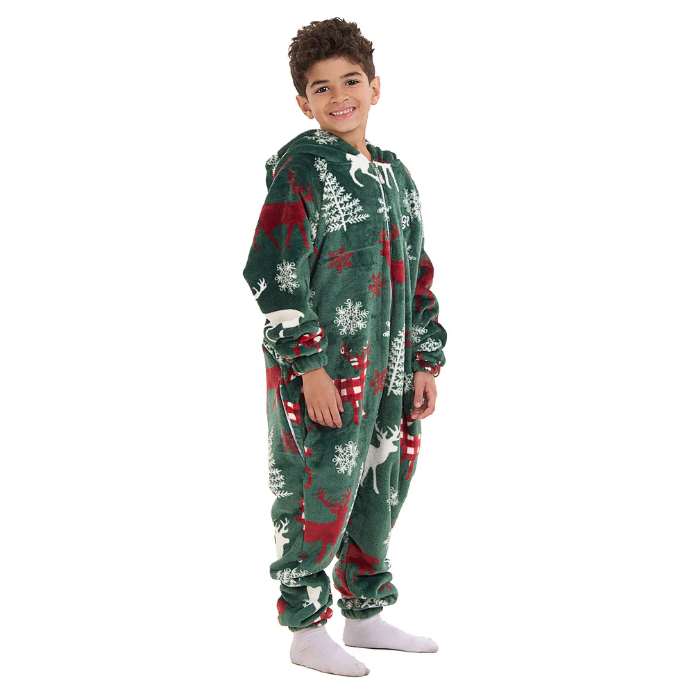 Snuggs Kids Blanket Onesie Green Deer - Image 3