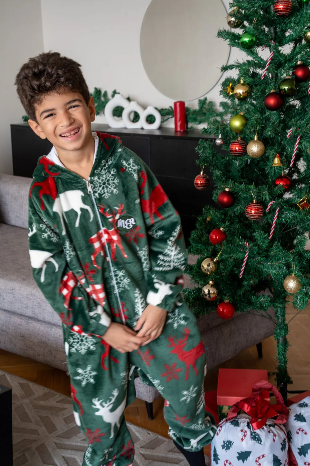 Snuggs Kids Blanket Onesie Green Deer - Image 5