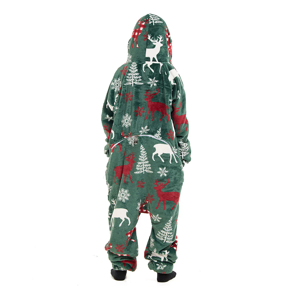 Snuggs Kids Blanket Onesie Green Deer - Image 7