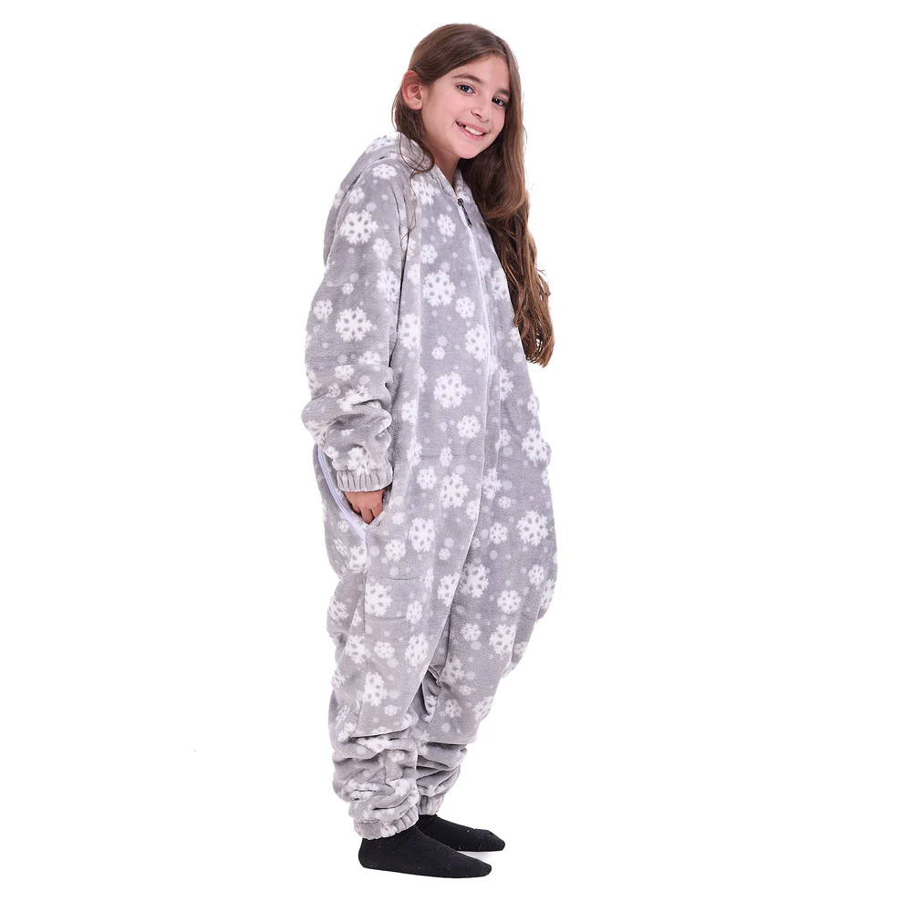 Snuggs Kids Blanket Onesie Grey Snowflakes - Image 2