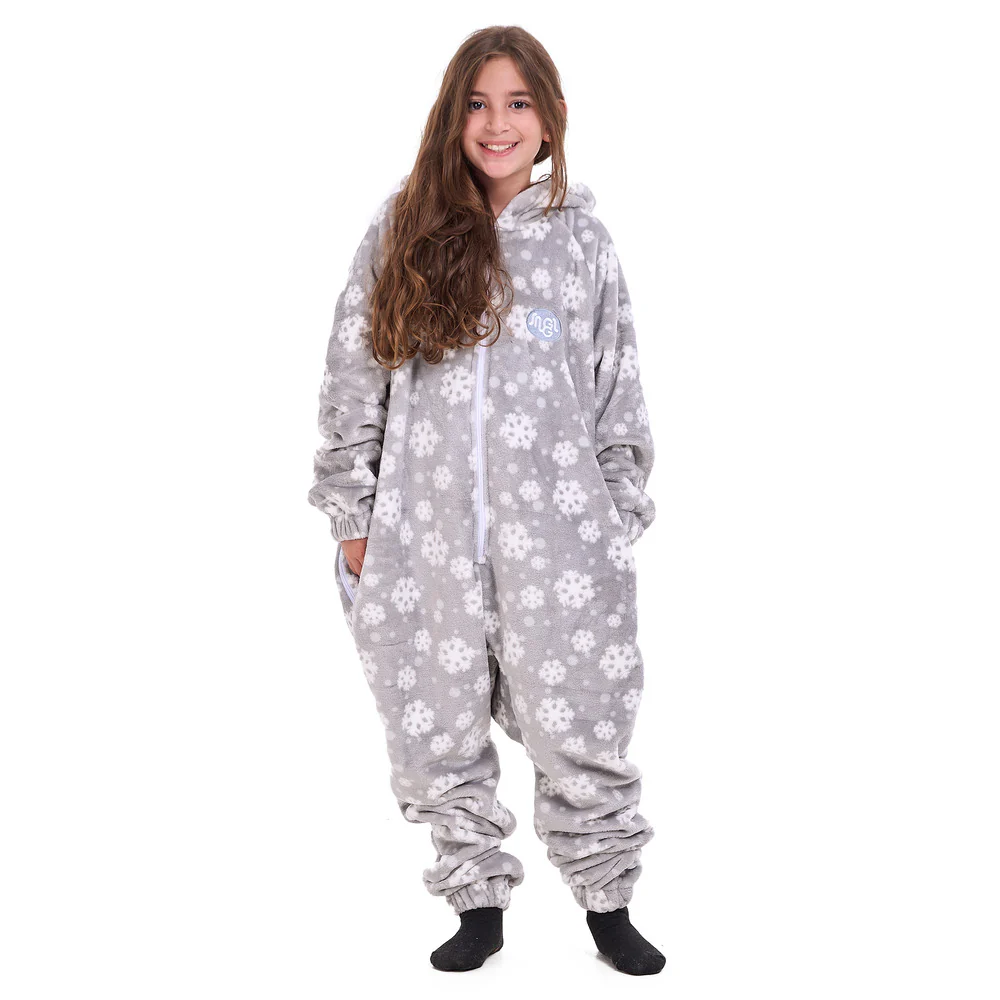 Snuggs Kids Blanket Onesie Grey Snowflakes - Image 4
