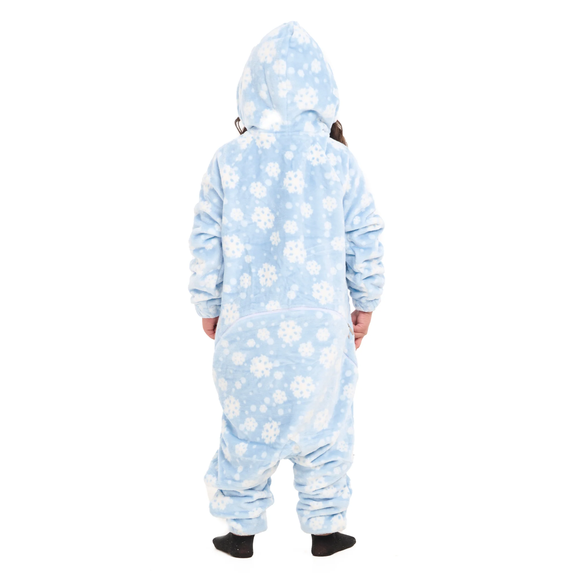Snuggs Kids Blanket Onesie Light Blue Snowflakes - Image 3
