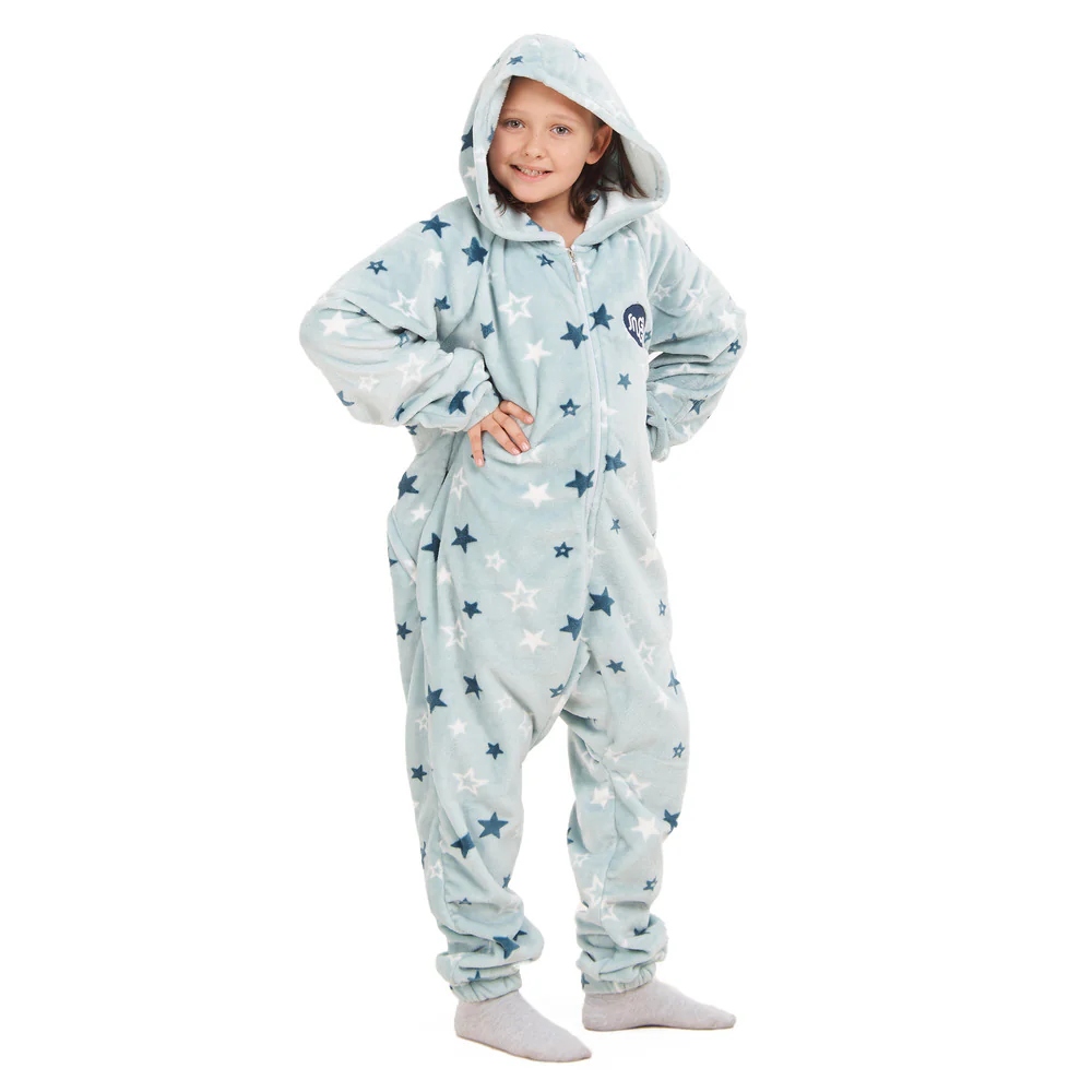 Snuggs Kids Blanket Onesie Pastel Blue Stars - Image 5