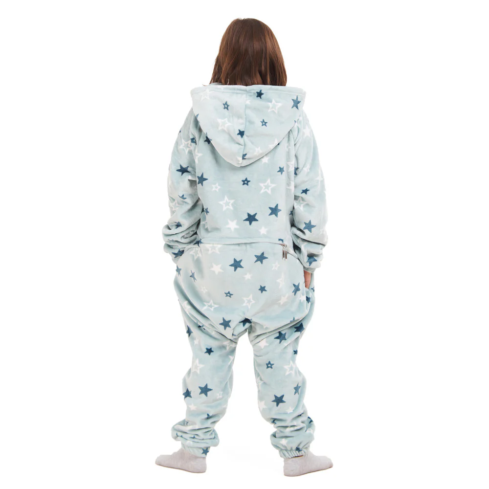 Snuggs Kids Blanket Onesie Pastel Blue Stars - Image 7
