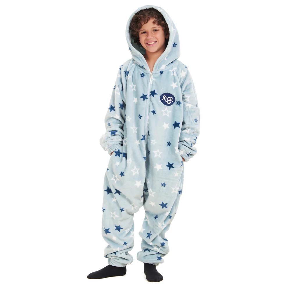 Snuggs Kids Blanket Onesie Pastel Blue Stars - Image 8
