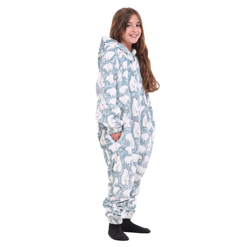 Snuggs Kids Blanket Onesie Petroleum Polar Bear - Image 2
