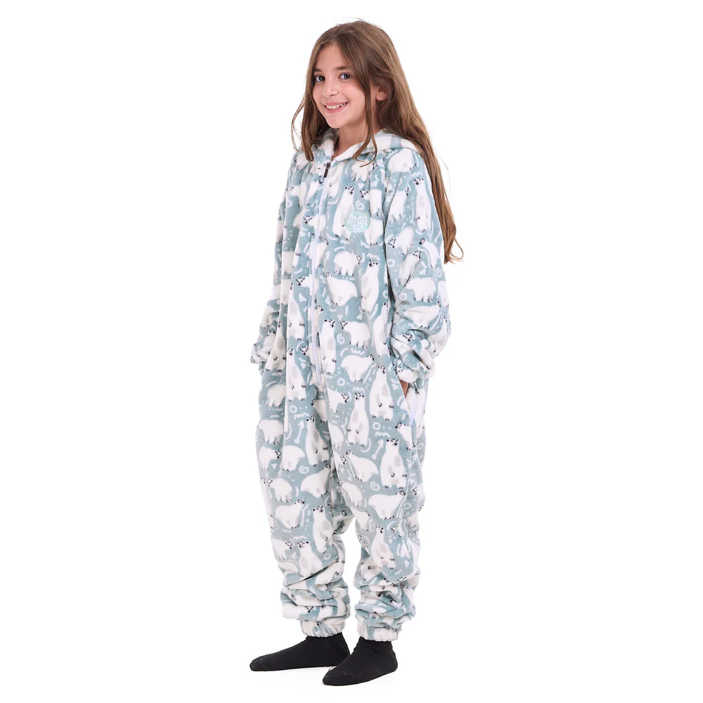 Snuggs Kids Blanket Onesie Petroleum Polar Bear - Image 3