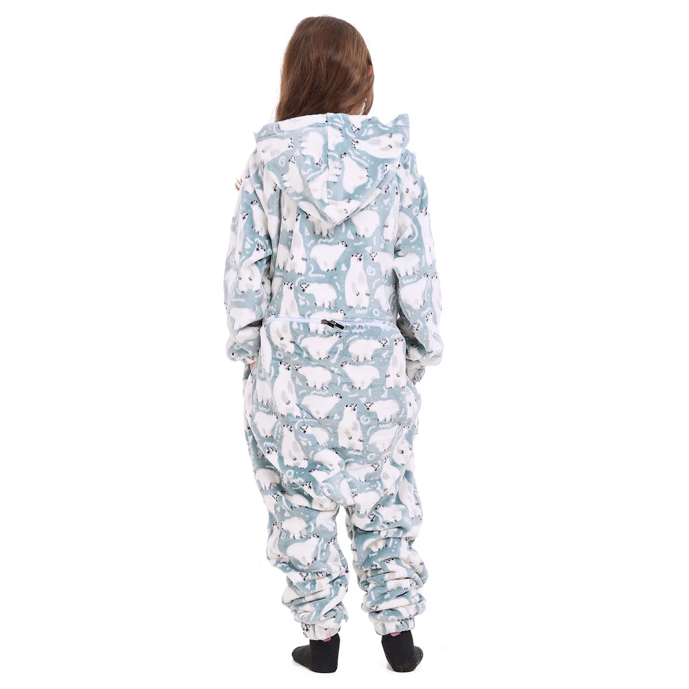Snuggs Kids Blanket Onesie Petroleum Polar Bear - Image 4