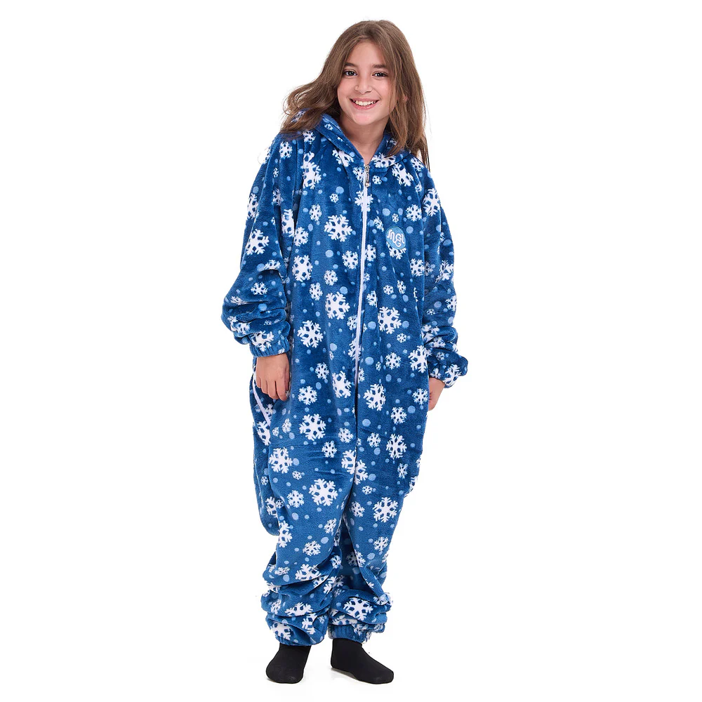 Snuggs Kids Blanket Onesie Petroleum Snowflakes - Image 2