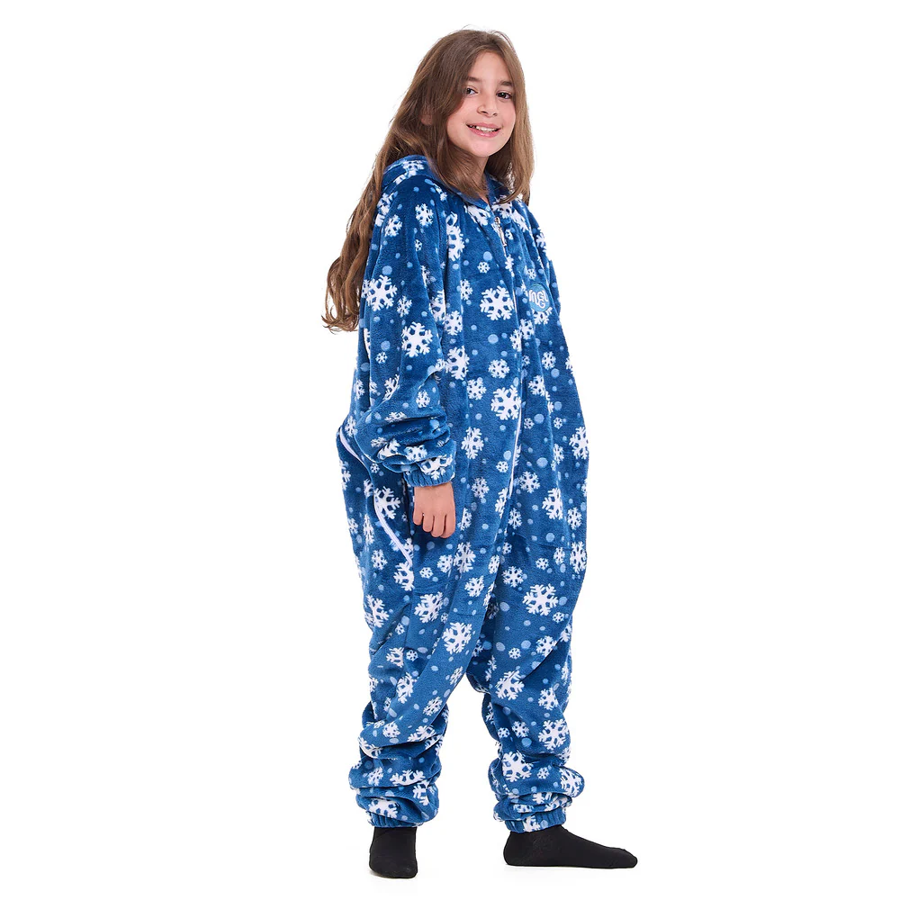 Snuggs Kids Blanket Onesie Petroleum Snowflakes - Image 3