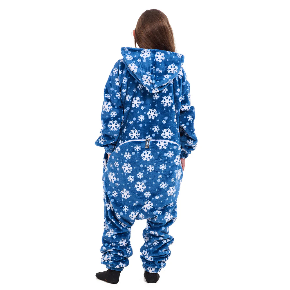 Snuggs Kids Blanket Onesie Petroleum Snowflakes - Image 4