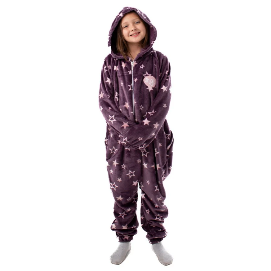 Snuggs Kids Blanket Onesie Purple stars Onesie - Image 2