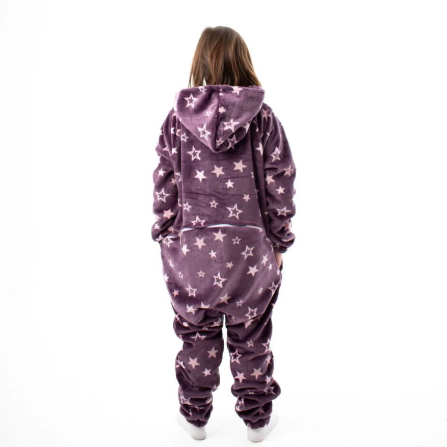 Snuggs Kids Blanket Onesie Purple stars Onesie - Image 3