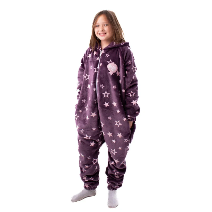 Snuggs Kids Blanket Onesie Purple stars Onesie - Image 4