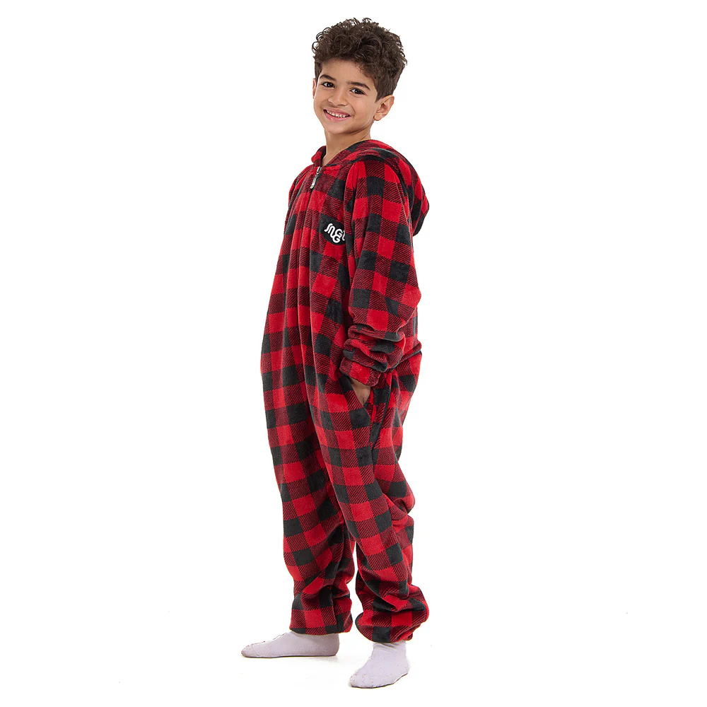 Snuggs Kids Blanket Onesie Red checkered - Image 4