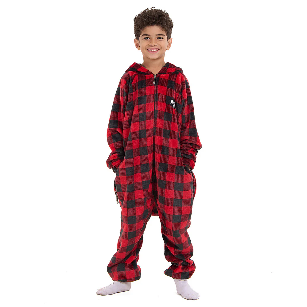 Snuggs Kids Blanket Onesie Red checkered - Image 5