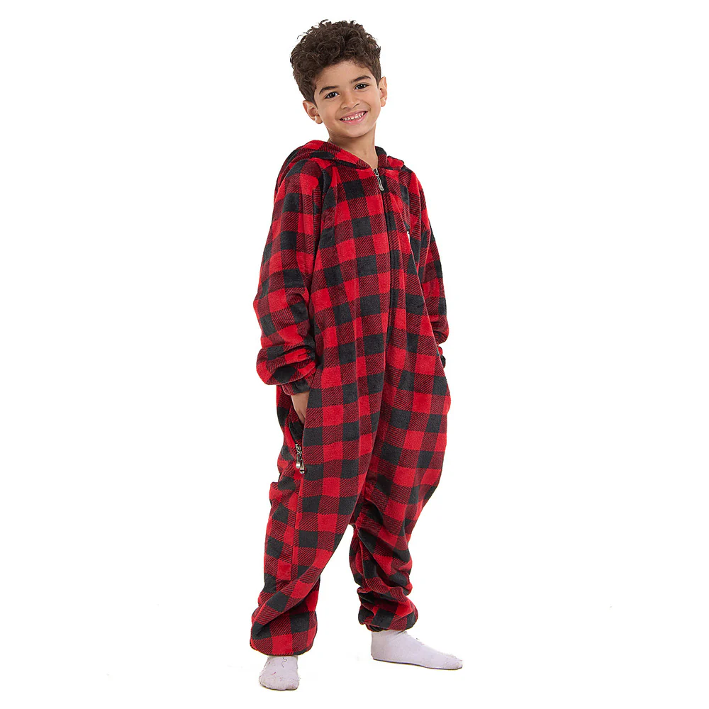 Snuggs Kids Blanket Onesie Red checkered - Image 6