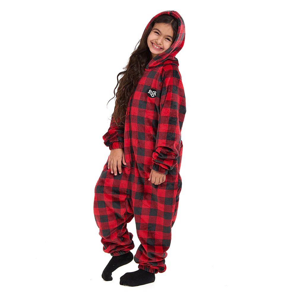 Snuggs Kids Blanket Onesie Red checkered - Image 7
