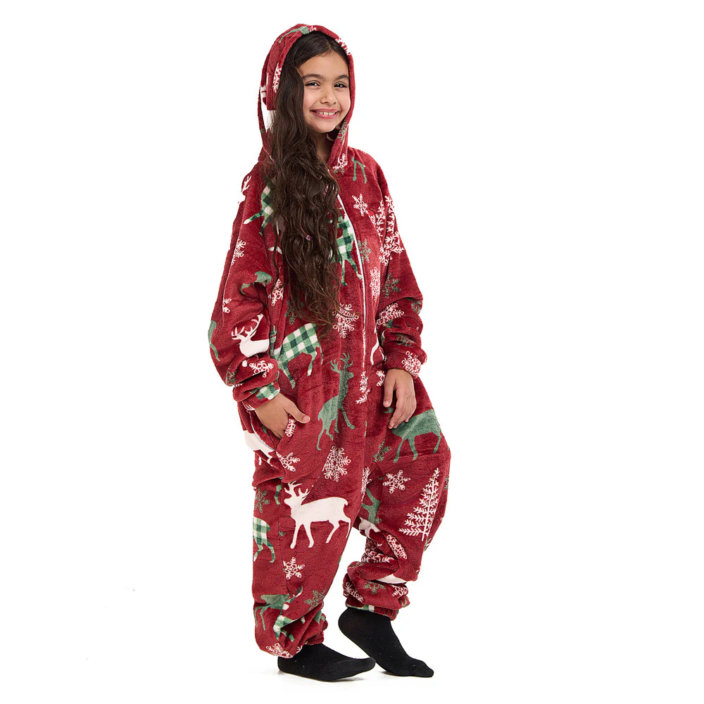 Snuggs Kids Blanket Onesie Red Christmas Deer - Image 6