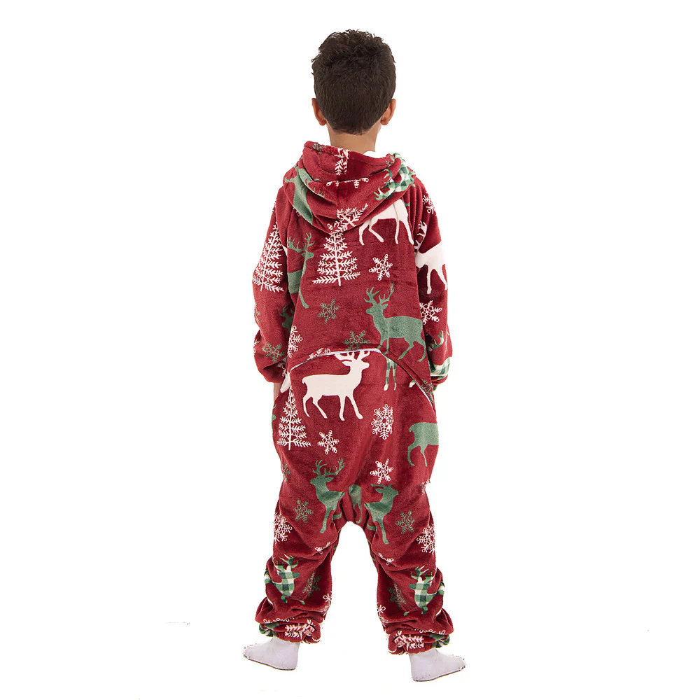 Snuggs Kids Blanket Onesie Red Christmas Deer - Image 7