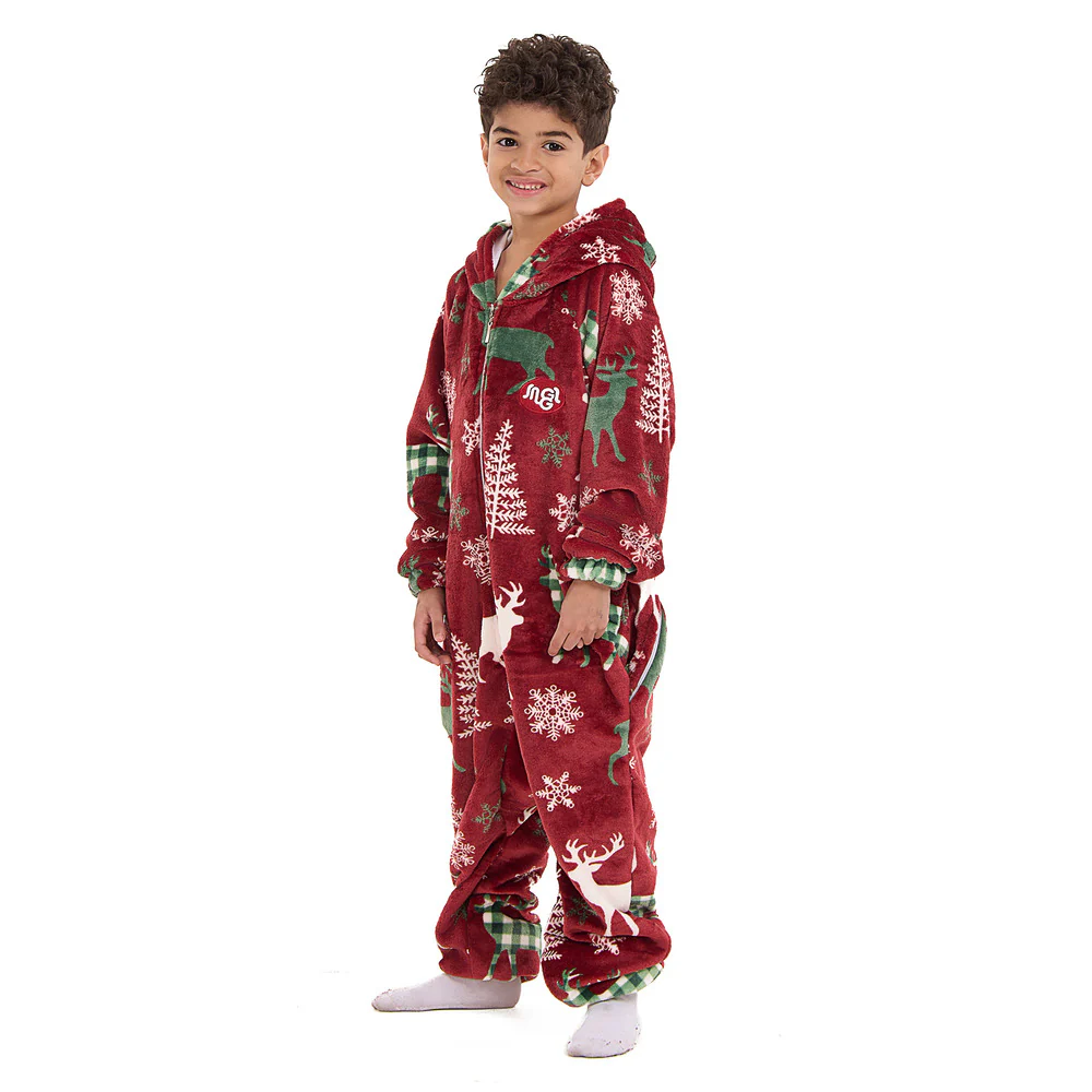 Snuggs Kids Blanket Onesie Red Christmas Deer - Image 8