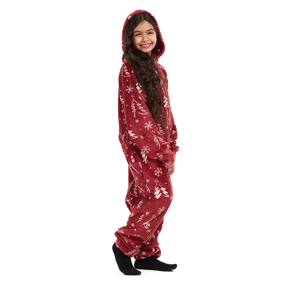 Snuggs Kids Blanket Onesie Red Christmas Tree - Image 2