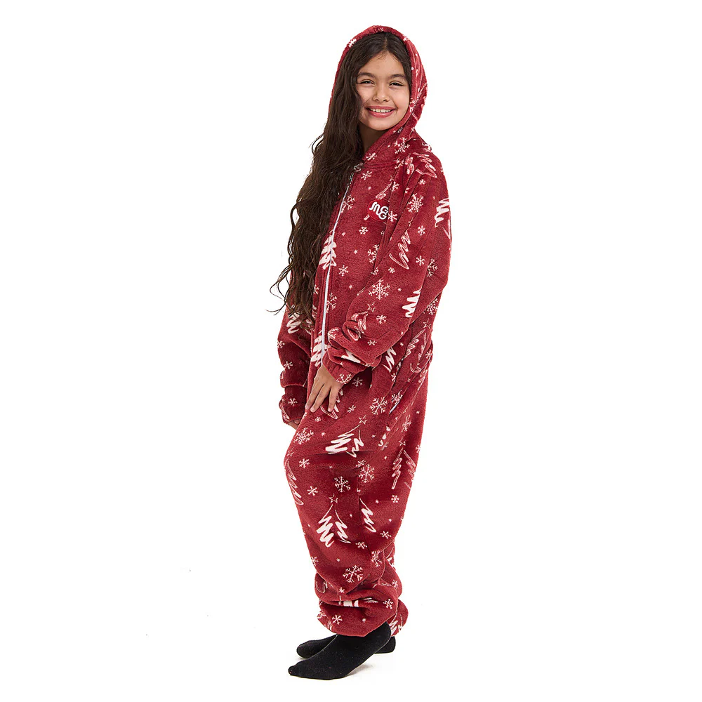 Snuggs Kids Blanket Onesie Red Christmas Tree - Image 3