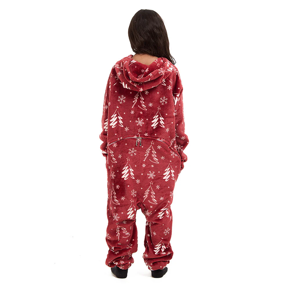 Snuggs Kids Blanket Onesie Red Christmas Tree - Image 4