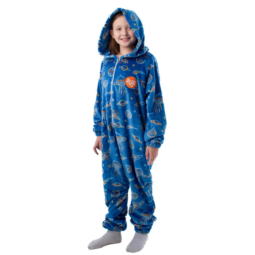 Snuggs Kids Blanket Onesie Royal Blue Space - Image 2