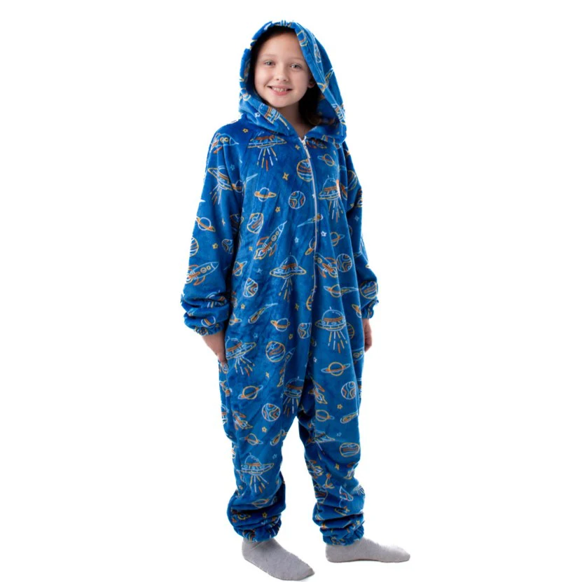Snuggs Kids Blanket Onesie Royal Blue Space - Image 4