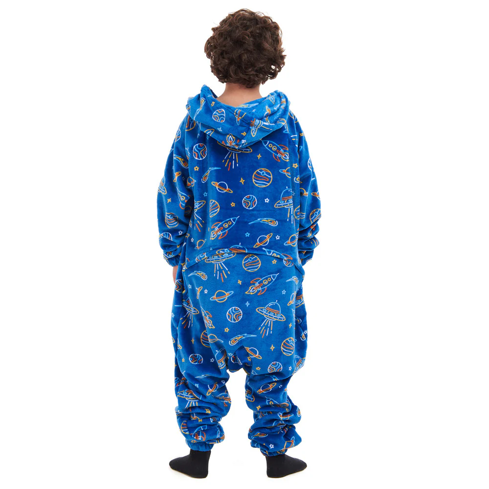 Snuggs Kids Blanket Onesie Royal Blue Space - Image 7