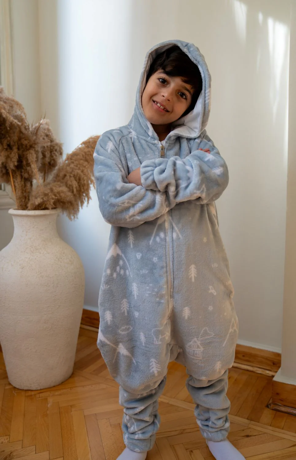 Snuggs Kids Blanket Onesie Snow Mountains Light Blue - Image 3
