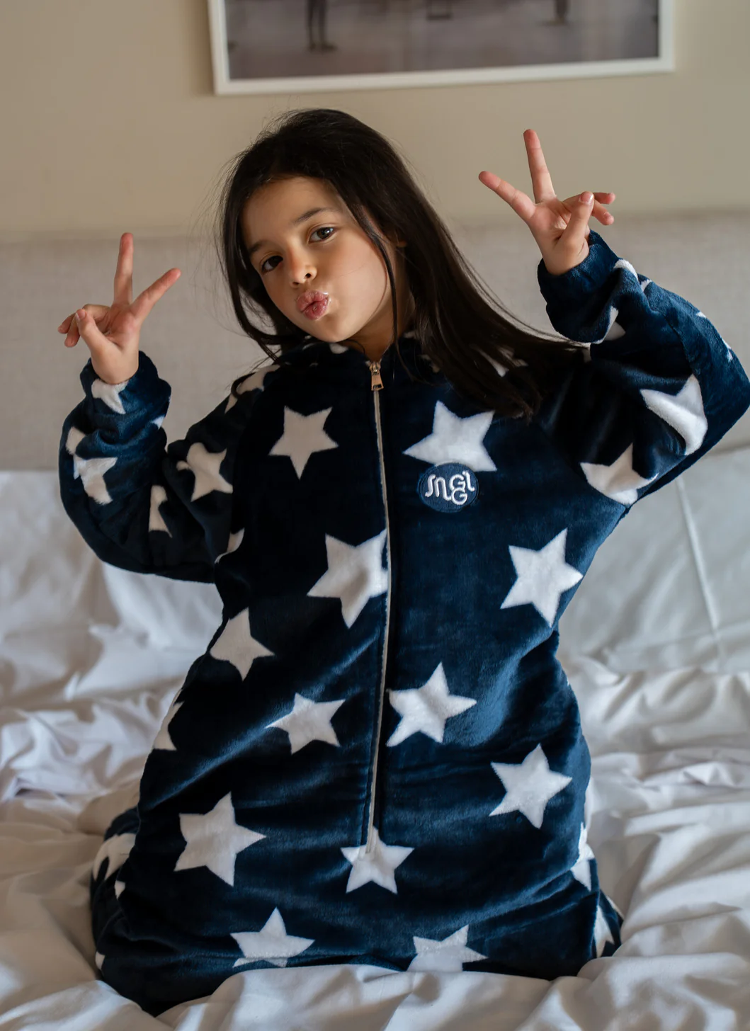 Snuggs Kids Blanket Onesie Stars Dark Blue - Image 2