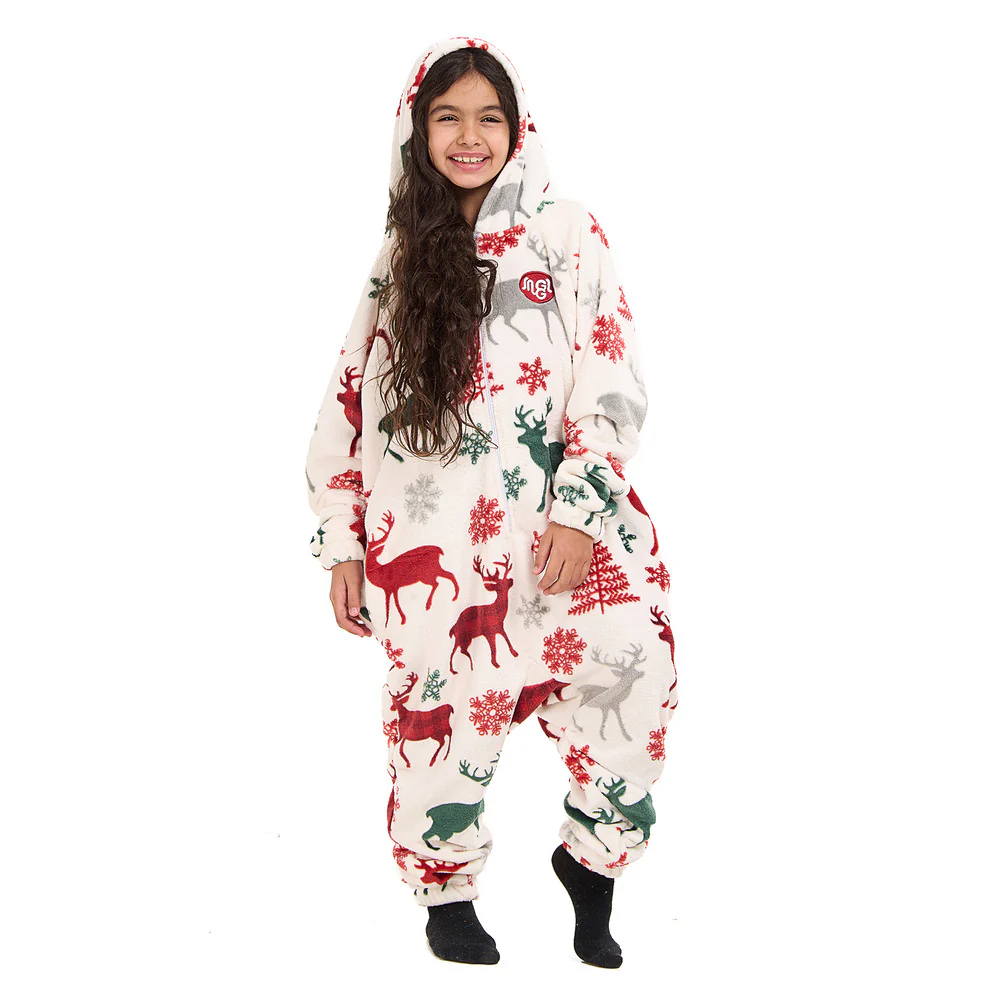 Snuggs Kids Blanket Onesie White Deer - Image 2