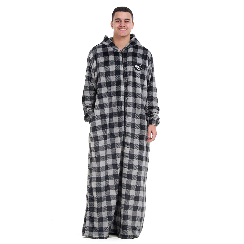 Snuggs Monk Wearable Blanket Checkered Grey - Image 3