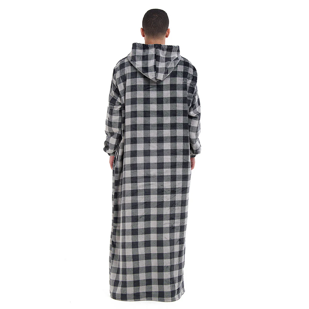 Snuggs Monk Wearable Blanket Checkered Grey - Image 4