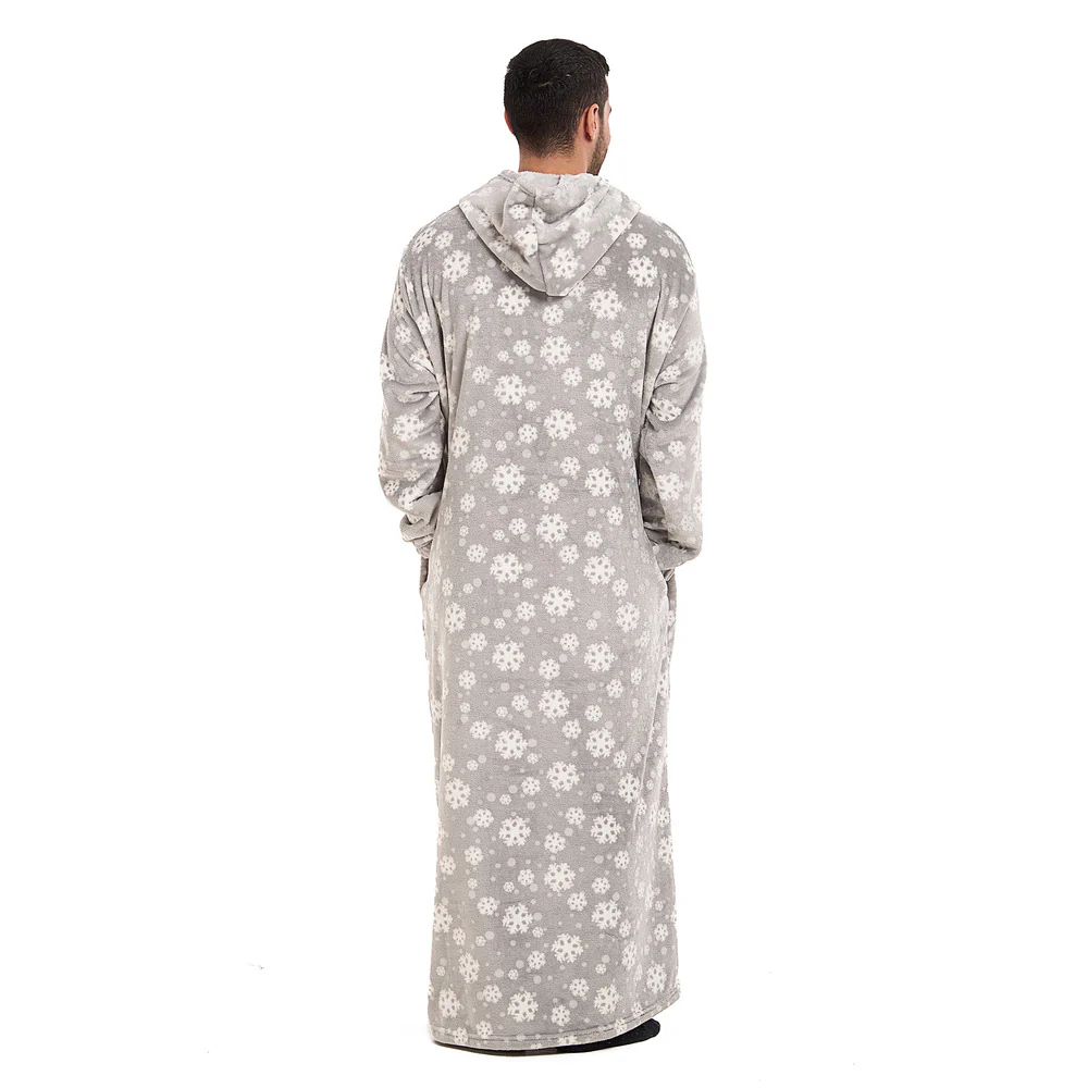 Snuggs Monk Wearable Blanket Snowflakes Grey - Image 4