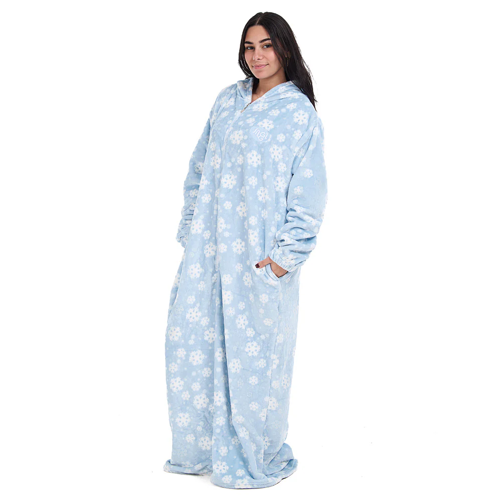 Snuggs Monk Wearable Blanket Snowflakes Light Blue - Image 2