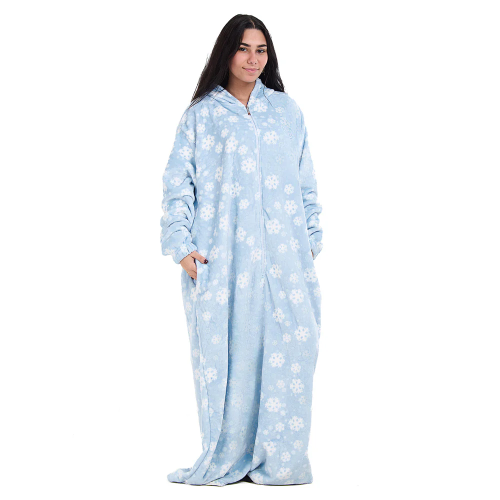 Snuggs Monk Wearable Blanket Snowflakes Light Blue - Image 3