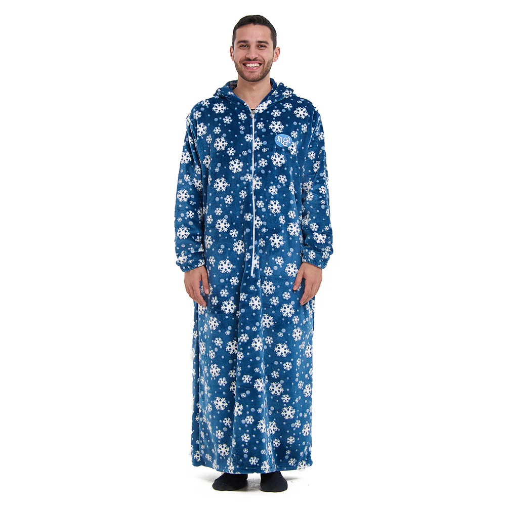 Snuggs Monk Wearable Blanket Snowflakes Petroleum - Image 2
