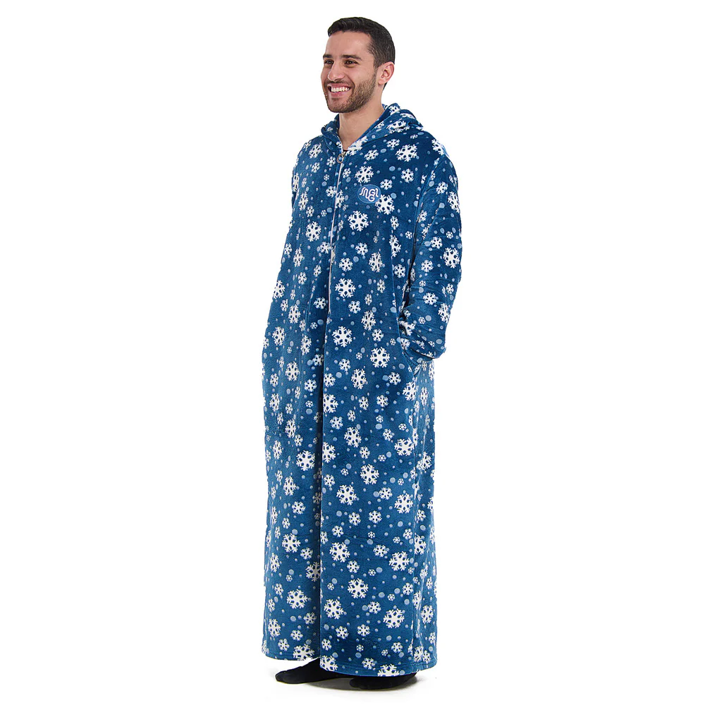 Snuggs Monk Wearable Blanket Snowflakes Petroleum - Image 3