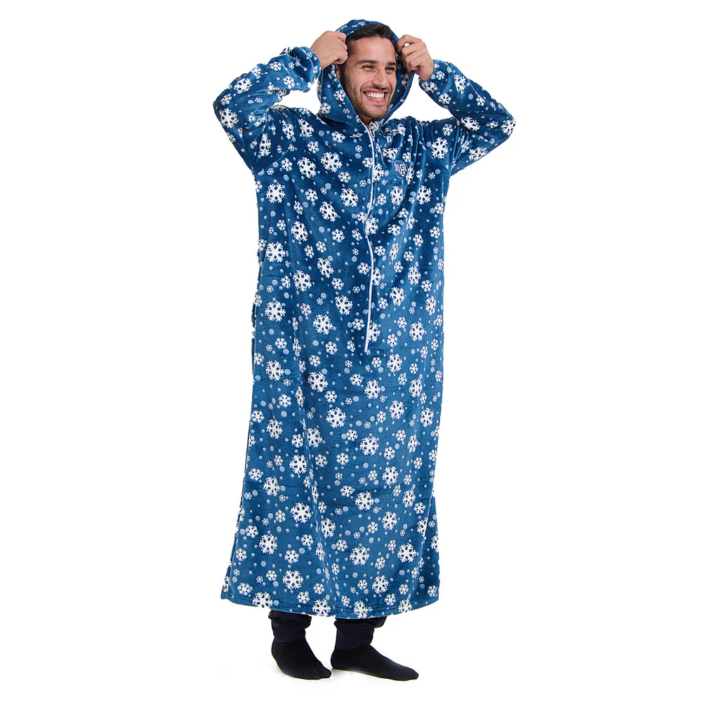 Snuggs Monk Wearable Blanket Snowflakes Petroleum - Image 5